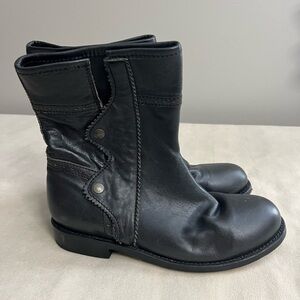 🖤 Anouk Black Leather Mid-Calf Ankle Boots Women’s Size 9 – Handcrafted Style